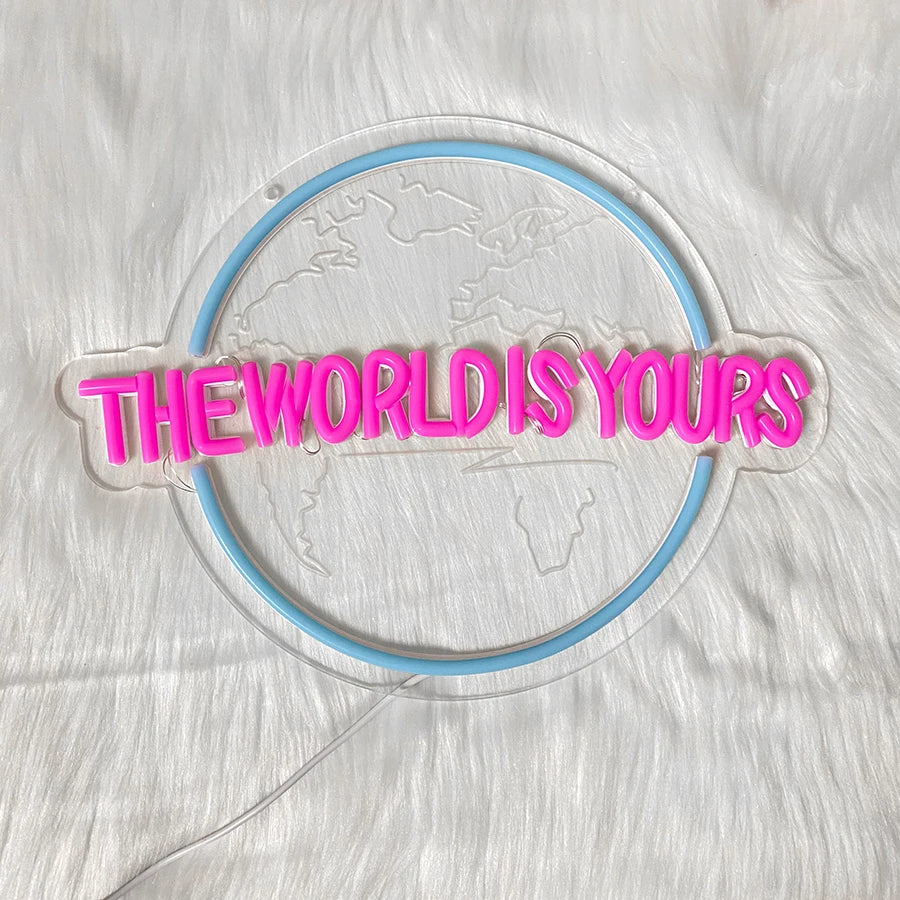 Neón LED "The World Is Yours" | Escultura 3D Decorativa